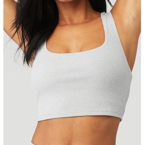 Alo Yoga Alosoft Ribbed Chic Bra Tank in Heather Gray Women’s Size S